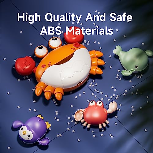 TUMAMA Baby Bath Toy,Musical Bath Bubble Maker Machine,3 Wind-Up Bathtub Toys,Crab Shower Water Toy for Toddlers Kids Boys Grils,4 Pieces