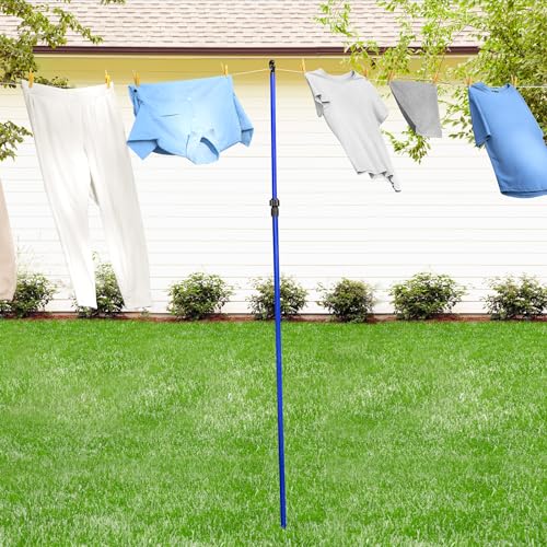 Vivo Technologies Telescopic Washing Line Prop Pole Clothesline Heavy Duty Home Garden Washing Line Dry Clothes Drying Airer Support Extenedable to 2.4M