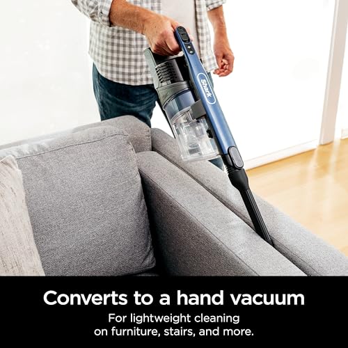 Shark Cordless Vacuum Cleaner with HEPA Filter, Lightweight, Portable, Rechargeable, Powerful Pet Hair Pickup, Removable Handheld, Crevice Tool, Dusting Brush, 50-min Runtime, Blue, IZ363HT