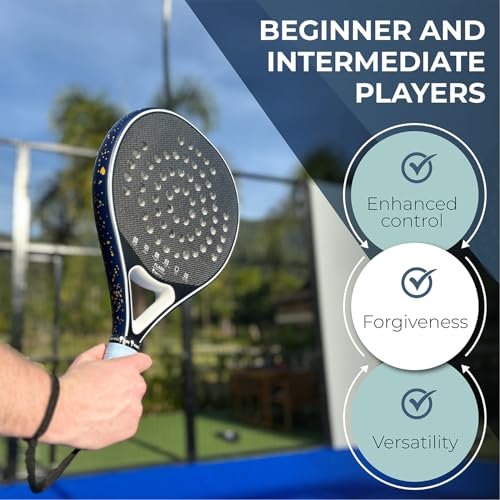 VIBEPADEL Flare Padel Racket Intermediate Beginner for Control, Forgiveness and Versatility | Padel Rackets for Adults with Carbon Frame and VIBE EVA C-CORE | Paddle Tennis Racket