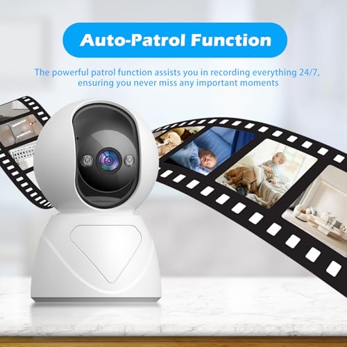GUOANVISION Indoor Pan/Tilt Security Camera, 5G WiFi Home Cameras for Baby Monitor/Pet Camera, Auto-Focus and Zoom, Motion Detection, 2-Way Audio, Siren, Night Vision, Cloud & SD Card Storage