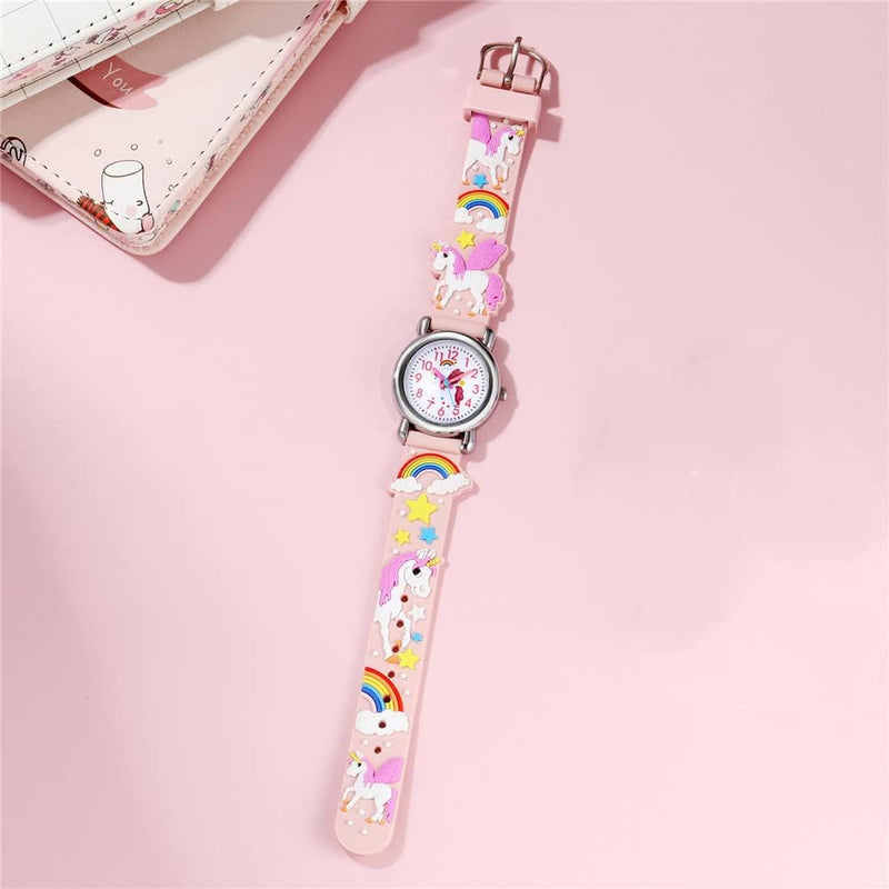 Kids Watches Girl Watches Ages 3-12 Sports Waterproof 3D Cute Cartoon Digital 7 Color Lights Wrist Watch for Kids