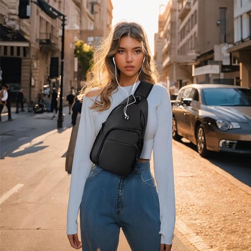 JZS Sling Bag for Women Men:Small Crossbody Sling Backpack - Mini Shoulder Bag Anti Thief Chest Bag for Hiking