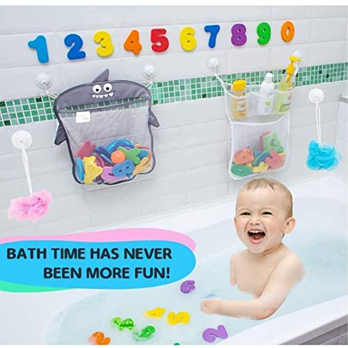 Baby Bath Toy Sets, 36 Foam Bath Letters and Numbers, Floating Squirts Animal Toys Set with Fishing Net and Organizer Bag, Fish Catching and Pitching Game for Babies Infants Toddlers Bathtub Time