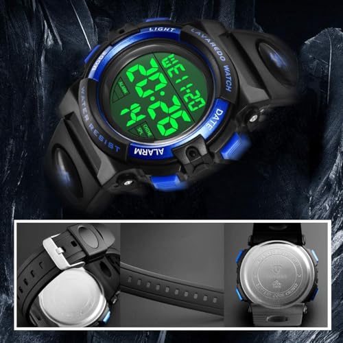 Kids Watch, Boys Watch, Digital Sport Outdoor Multifunctional Chronograph LED 50 M Waterproof Alarm Calendar Analog Watch, for Children with Silicone Band, Kids Gift, for 3-15 Year Old Boys(1 Pack)