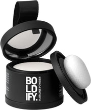 BOLDIFY Hairline Powder, Instantly Conceals Hair Loss and Fills In Receding Hairlines, and Wide Parts, Stain-Proof 48 Hour Formula for Hair & Beard, Root Concealer & Gray Hair Coverage (Medium Brown) - White