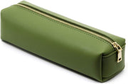 Portable PU Pencil Case, Triangle Stationery Bag Pencil Pouch Cosmetic Organizer Bag for Men and Women, Black, Black, Triangle - Green