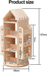 COFOEE Rotating Bookshelf - 360 Display Floor Standing Bookcase Storage Rack for Children, Wooden Organizer Stand for Kids with Bookcase Storage and Display Case