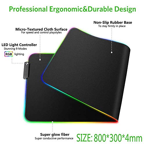 Goodstuff Rgb Gaming MoUSe Pad, Extra Large Soft Led Extended MoUSe Pad, Anti-Slip Rubber Base Computer Keyboard Mat