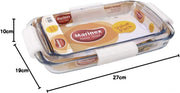 MARINEX Glass 2-Piece Rectangular Roaster Set (1.6L + 2.2L) - Durable Heat-Resistant Bakeware DishesTransparent Oven-Safe RoastingMicrowave,Freezer&Dishwasher SafeIdeal for Casseroles,Lasagna,Meats