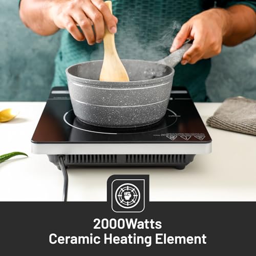 Geepas 4 Digit LED Display Digital Infrared Cooker, GIC33013 | 8 Temperature Settings | 3hrs Programmable Timer | 2000W Ceramic Heating Element