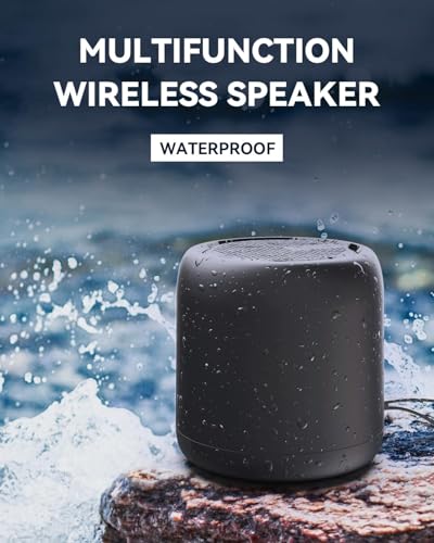 GraGra Bluetooth Speakers, Mini Portable Wireless Speaker, Multifunctional Waterproof Stereo Sound Bluetooth Enhanced Bass, Long Battery Life for Home Office Travel Outdoors, Black