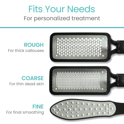 Vive Foot File Callus Remover Pedicure Tool Kit For Care Dead Skin Heel Scrub Shaver And Rough Patch Eliminator Remover For Dry And Wet Toe And Feet Peel Rasp Scrubber Blade Variety Pack (3) Multi