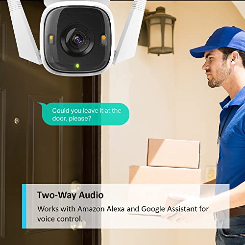 TP-Link Tapo 2K QHD Outdoor Security Camera, IP66 Weatherproof, Motion Detection, Starlight, Built-in Siren, 4MP, Colour Night Vision, Cloud&SD Card Storage, Works with Alexa&Google Home (Tapo C320WS)