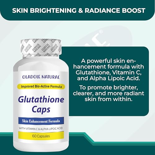 Oladole Natural Glutathione 60 Capsules | Complex with Vitamin C & Alpha Lipoic Acid | Triple Strength Formula Boosts Collagen for Skin Brightening, Dark Spot Reduction & Anti-Aging
