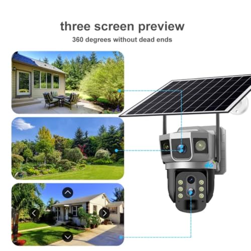 Solar-Powered Outdoor Security Camera, 4MP Dual Lens, 10X Optical Zoom, 4G Wireless, PTZ with Auto Human Tracking
