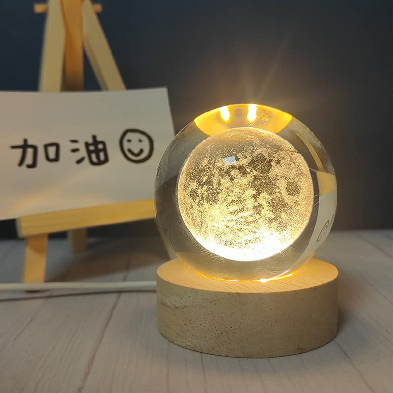 Engraved crystal ball night light creative bthday gift for gls, boys, glfriends, friends, classmates, and classmates Moon - Night Light USB Night Light Ornament YUSASHOP