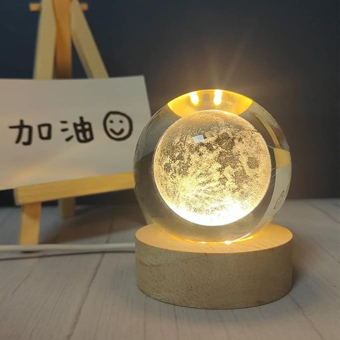 Engraved crystal ball night light creative bthday gift for gls, boys, glfriends, friends, classmates, and classmates Moon - Night Light USB Night Light Ornament YUSASHOP