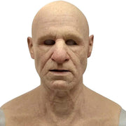 Realistic Latex Old Man Mask Male Disguise Halloween Fancy Dress Head the Elder Old Man Headgear for Masquerade Halloween Realistic Headgear Decoration Human Wrinkle Scary Hat Creepy Wrinkle Mask (E1)