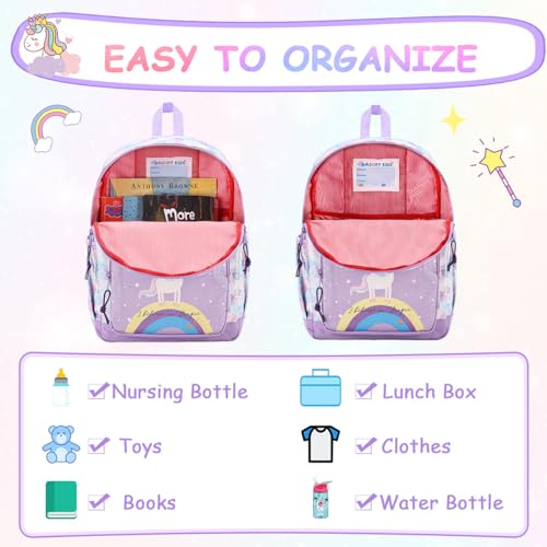 VASCHY Kids Backpack Girls Boys Cute 16 Inch Primary School Backpack with Chest Strap Buckle and Multiple Compartments