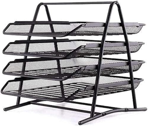SHOWAY ECVV Desk Deposit Tray 4 Layer A4 Metal tray Office Desk Organiser Paper office Mesh Document Basket File Paper Tray Letter Organiser Holder Desktop Accessories