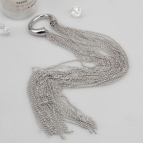 Excefore Punk Tassel Hair Clips Bling Crystal Long Chain With Clips Ponytail Head Chain Decorated Hair Barrette Hairwear Festival Nightclub Party Hair Chain for Women and Girls (Silver)