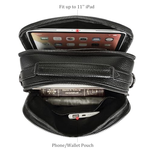 Polare Italian Full Grain Leather Messenger Bag Vintage Chest Shoulder Crossbody Bag Casual Sling Business Handbag for Men