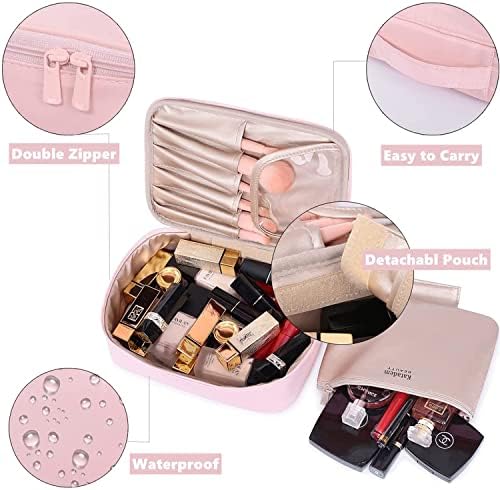 ELECDON Makeup Bag Toiletry Bag with Inner Pouch - Makeup Organizer Bag Travel Make up Bag Large Cosmetic Bag Case for Women and Girls (Baby Pink)