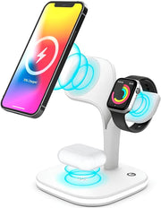 2025 3 in 1 Wireless Charging Station Tree, Fast Charging 3 in 1 Wireless Charger Foldable for Multiple Devices iPhone 17/16/15/14/13/12 Pro Max Plus Watch 1-9 AirPods Pro Samsung Galaxy Pixel