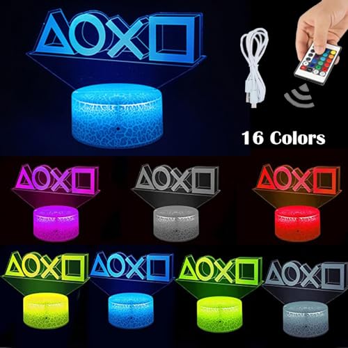 Playstation Light for Game ，3D Illusion Night Light with Remote Control + Timer 16 Color Changing Headphone Desk Lamp Kids Gamer Room Decor Plug in Best Cool Festival Birthday Present for Boys Men