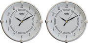 Ajanta Plastic Step Movement Round Wall Clock (White, 19 cm x 19 cm x 3.6 cm) - Standard (Pack of 2)