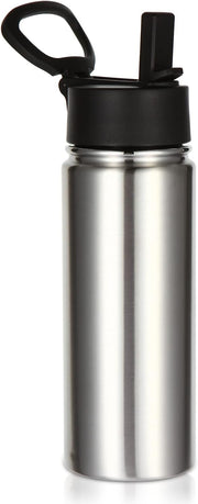 530ml 18oz Kids Insulated Water Bottle, Stainless Steel Water Bottles with Straw Lid, Wide Mouth Double Wall Vacuum Sports Travel Flask for Cold Drink (Red,1 Pack) - Silver 1