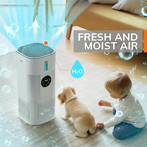 MIUI Air Purifiers 3-Stage Smart Air Purifyer for Bedroom Home, With Built-in Humidifier Function, Hepa Air Filter Cleaner Super Mute Efficient Filtering for Pets Smokers Office