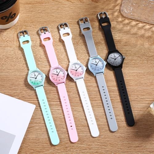 Adando Kids Analog Watch Waterproof Wrist Watch Quartz Minimalist Watches with Soft Band Silicone Strap Learning Time Children Watch Easy to Read for Girls Boys Children Teenagers Birthday Gifts