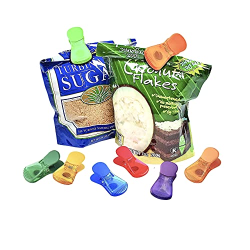 BananaHome Magnetic Multipurpose Bag Clips Classic Wide Bag Clips (Assorted Colors, Set of 6) Food sealing clip Plastic Heavy Seal Grip (6)