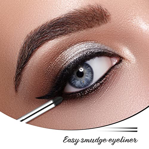 Eyeliner and Smudge Brush Set, Fine Angled Thin Slanted Eyebrow Brush, Sponge Eyeshadow Pencil Eye Makeup Brushes, Soft Makeup Tools for Blending Eye Shadow Liner Foundation Powder