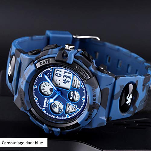 Morelian 1163 Watches Kids Outdoor Sports Children Watch Digital Quartz Wristwatch for Boys Girls Watches with PU Strap Band Alarm LED Luminous Waterproof Date Shock Resistance Wearable Accessories