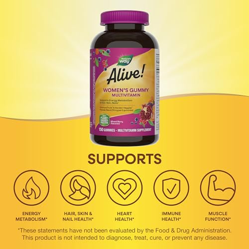 Nature's Way NatureÃ¢â‚¬â„¢s Way Alive! WomenÃ¢â‚¬â„¢s Gummy Multivitamins, Vitamins & Minerals, Supports Whole Body Wellness*, Vegetarian, Mixed Berry Flavored, 150 Gummies