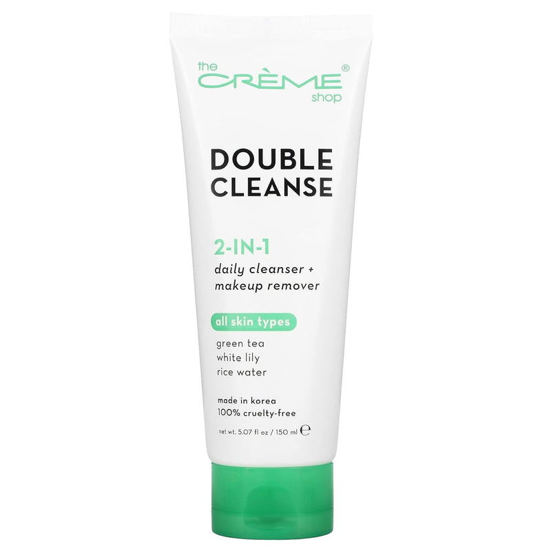 The CrÃ¨me Shop Double Cleanse 2-In-1 Facial Foam Cleanser & Makeup Remover. Green Tea, White Lily & Rice Water Infused. Made in Korea, 150ml