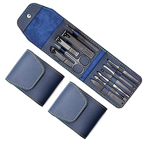 Manicure Set Nail Clippers Kit Manicure Pedicure Set, KASTWAEV 12 in 1 Stainless Steel Professional Nail Care Kit with Everything for Women and Men with Portable PU Leather Case (Blue)