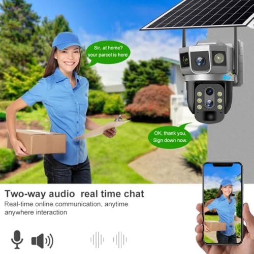 Solar-Powered Outdoor Security Camera, 4MP Dual Lens, 10X Optical Zoom, 4G Wireless, PTZ with Auto Human Tracking