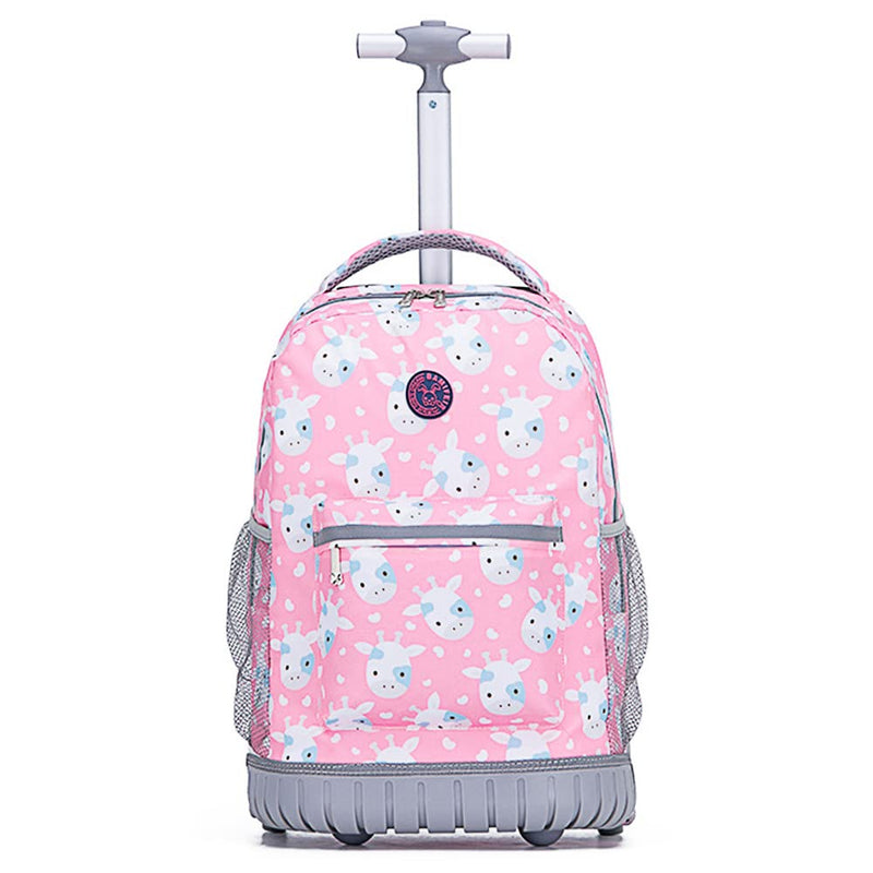 School Bags for Girls Trolley, Kids Rolling Backpack, Trolley School Bag for Girls, 2 in 1 Multipurpose Backpacks with Wheels 18inch Waterproof Wheeled Travel Back Pack, Carry On Luggage Bag (Pink)