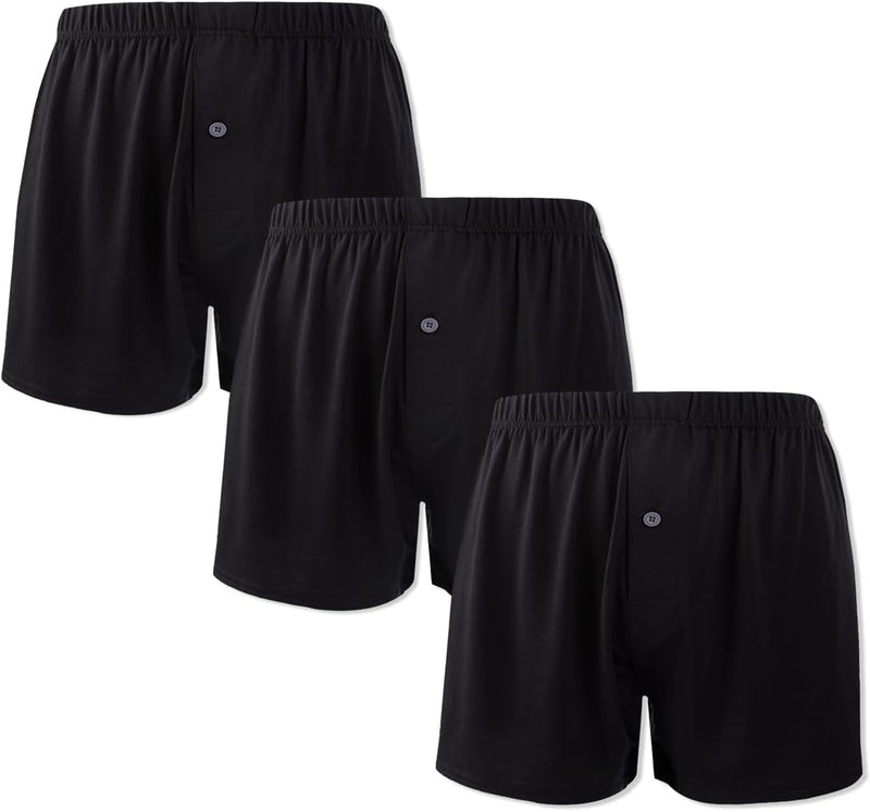 BAMBOO COOL Mens Boxers Short Classic Fit Soft Casual Underwear Loose Comfortable Breathable Boxer Shorts for Men 3 Pack