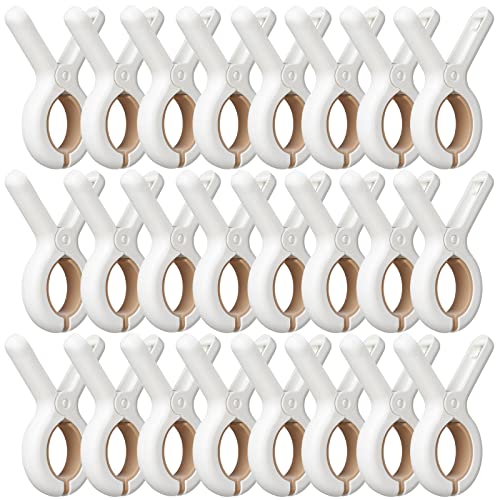 Sunkaioo 24 Pack Plastic Clothes Pins with Strong Anti-Rust Springs,Heavy Duty Beach Towel Clips,Laundry Clothespins to Keep Your Towel, Clothes, Blankets to Dry on Clothesline and Hanging Rack