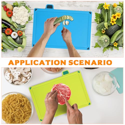 Plastic Chopping Board, Set of 4, 30 x 20 cm, Chopping Board Set with Stand, Dishwasher Safe PP, BPA-Free, Non-Slip Chopping Boards Set, Kitchen Boards for Fruit, Vegetables, Meat