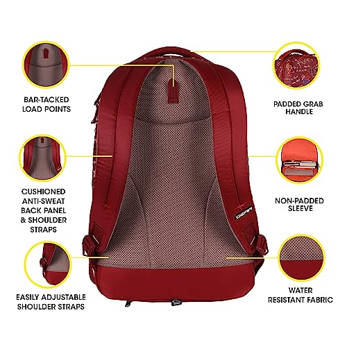 Gear Calculus 34L Large Water Resistant School Bag with Rain Cover/Kids Bag/Casual Backpack/Daypack/Travel Backpack/College Bag for Boys/Men (Maroon)