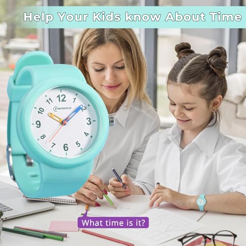 Adando Kids Analog Watch Waterproof Wrist Watch Quartz Minimalist Watches with Soft Band Silicone Strap Learning Time Children Watch Easy to Read for Girls Boys Birthday Gifts