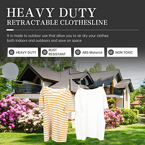 ZOES HOMEWARE Retractable Clothesline Heavy Duty Retracting Clothes Line Outdoor and Indoor with Durable ABS Shell and 40 Feet Extruded PVC Line,with Lock to Prevent Sagging Gray
