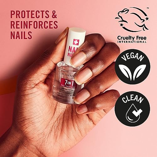 Rimmel London Nail Care 7 in 1 Multi Benefit Base & Top Coat, Dries Quickly, Smooth Finish, Protects Nails, Seals Colour, Vegan Formula, 12ml (0.42oz)