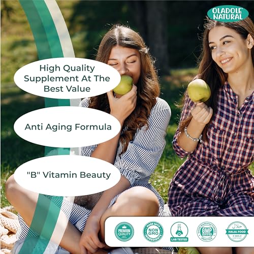 Oladole Natural Biotin 2500mcg - 60 Capsules | High Potency B Vitamin Blend For Stronger Hair, Radiant Skin, Long Nails, Supports Energy Beauty Support | Gluten-Free, Non-GMO